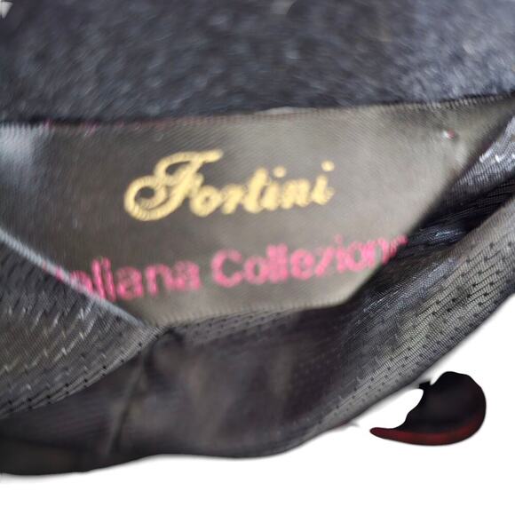 Franco Fortini Italiana Collezione Super Fine Wool Trench Coat Black Size 46L - Picture 3 of 5